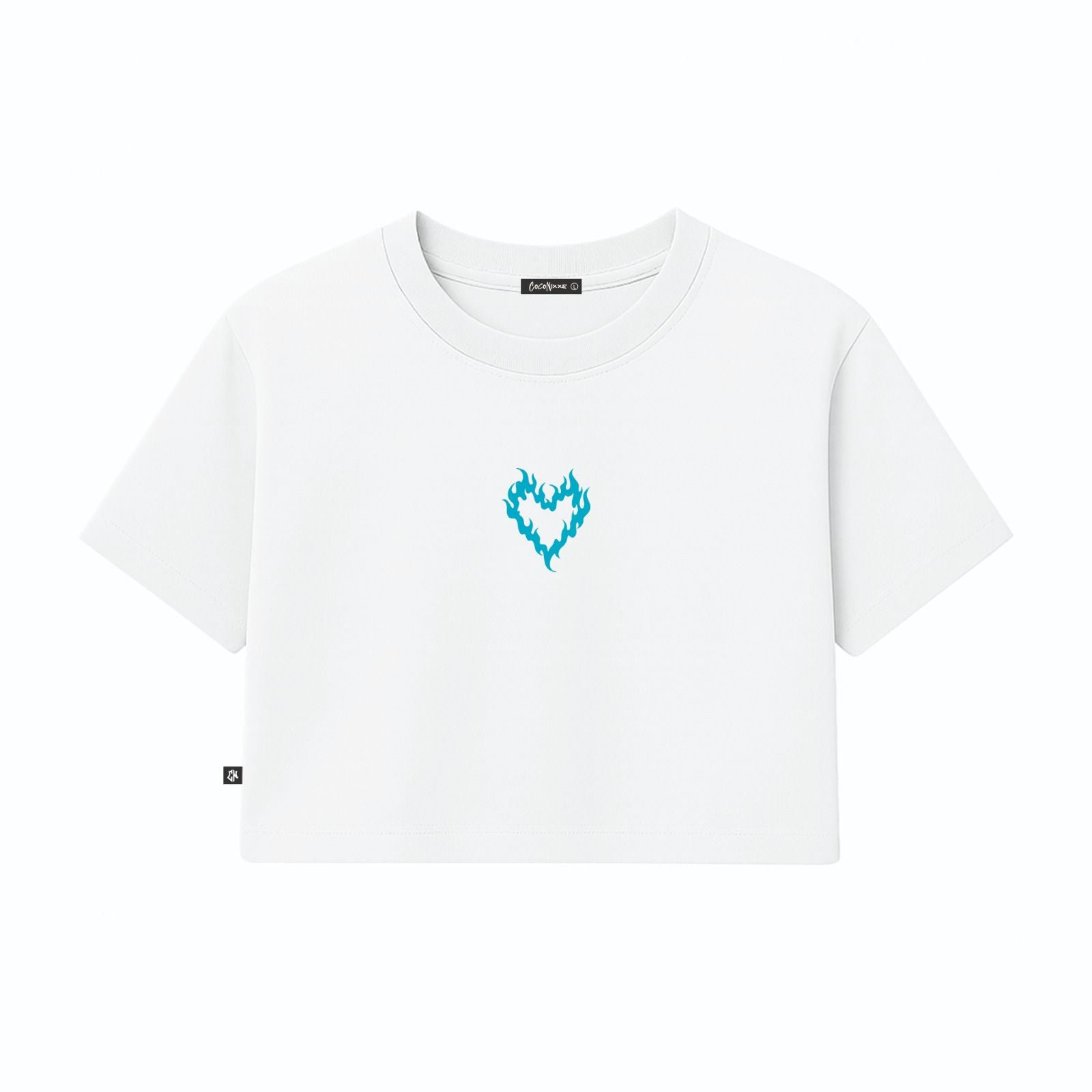 Crop Top Flame Heart Blanco